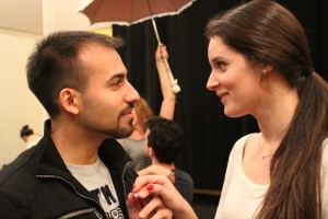 Image of Joseph Farahat and Charlotte Gagnon rehearsing Dido and Aeneas