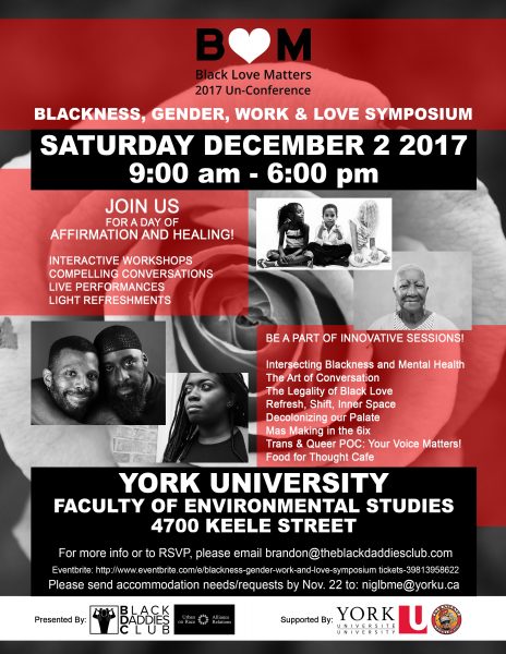 Poster for Blackness, Gender, Work and Love symposium