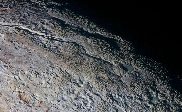 Pluto with icy ridges