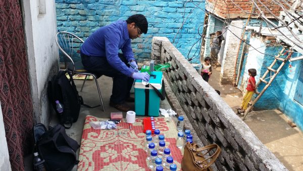 Naga Siva Gunda, president and CTO of Glacierclean, is performing test at one of the field locations in Delhi, India. (Photo / York University)