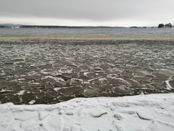 Ice breaking up on Lake Kallavesi in Finland